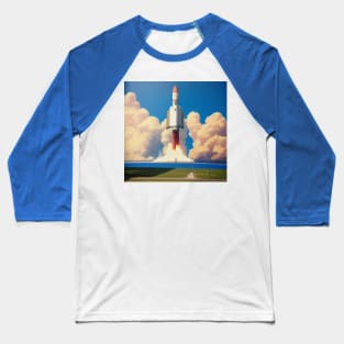 80s Rocket Launch Vintage Baseball T-Shirt